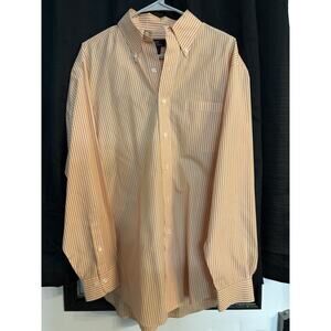 Brooks Brothers 346 Men's Orange Stripe Long Sleeve Button Down Shirt Sz M